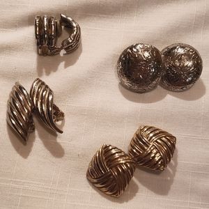 2/$20 clip earring lot Silver & gold 4 pair clip earring lot